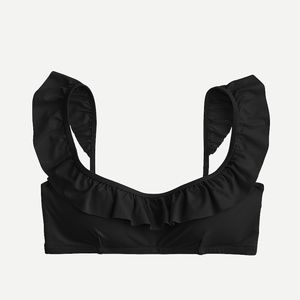 Black Ruffle Bikini Top